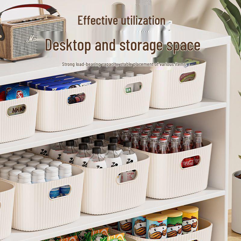 Desktop Plastic Organizer Box with Handle for Household, Cosmetics, Snacks, and Sundries