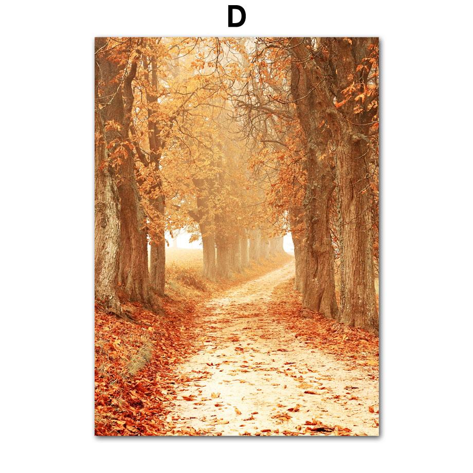 Herbstlandschaft Ahornwald Elch Weizen Schilfblume Eule Poster Drucke Nordische Wandkunst Leinwandmalerei Wohnzimmer Heimdekor