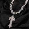 Copper Inlaid Zircon Rap Trend Men's Cross Pendant Hip Hop Style Collarbone