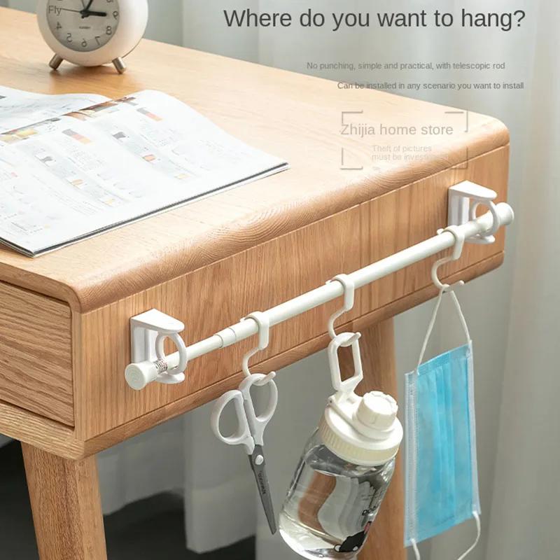 360° Rotatable Retractable Pole Fixator for Non-drilling Strong Adhesive Hooks Towel Rod Shower Curtain Rod Bracket Glass hook