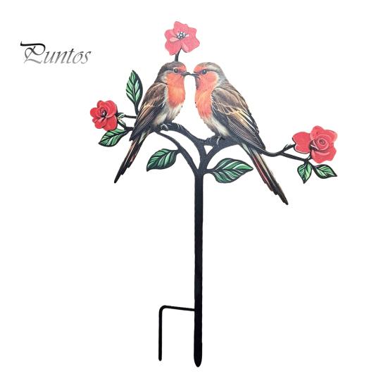 Elegant Yard Decoration Posts Metal Bird Garden Stake Decor, Weather Resistant Printed Flat Art Ornament, Rustproof Planter Non-fading Pot Insert for