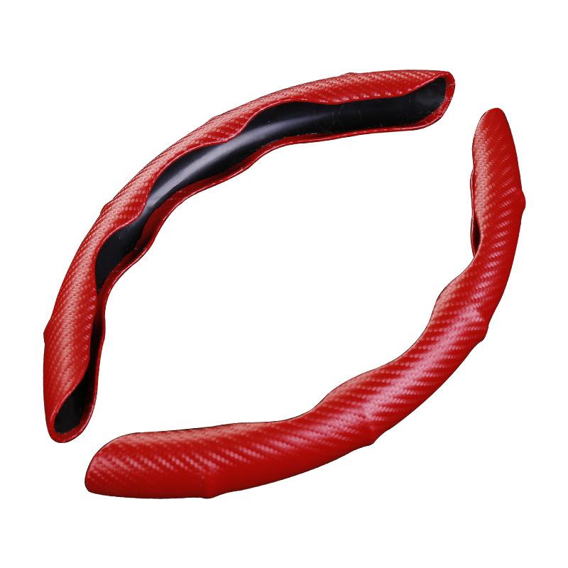 Carbon Fiber Pattern Car Steering Wheel Cover Anti-Slip Massage Handle Interior Decoration Card Holder Auto Steering Covers