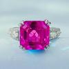 Lulu Tong 925 Silver Ring with High-Carbon Diamond & 11x11 Ruby - Luxe Euro-American Style