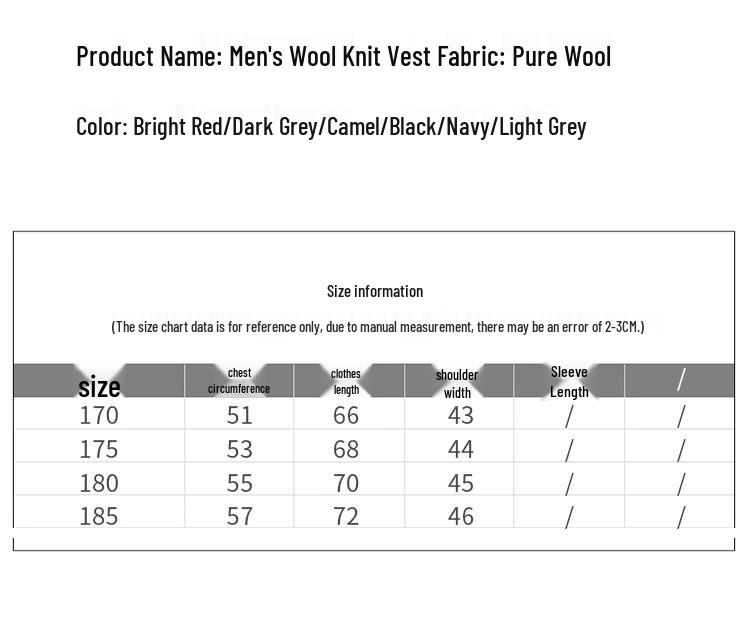 Hengyuanxiang Men's Pure Wool V-Neck Buttoned Cardigan Vest