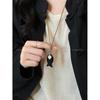Women's Y2K Tiger Eye Stone Fish Pendant Necklace - Light Luxury Long Chain Accessory
