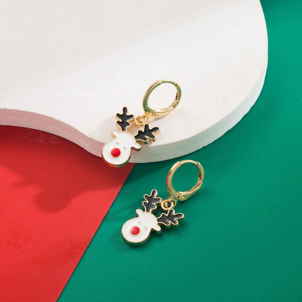 

Рождественская серия серьги личность универсальные снеговик рождественская елка олень серьги-гвоздики сплав серьги с масляной эмалью для женщин Elk