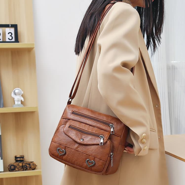 Vintage Multi-pocket Crossbody Shoulder Bag Soft Leather Women's Bag