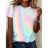 Women's Full Body Printed T-shirt - Light Pink To Blue Gradient Top, Lightweight, Breathable and Casual