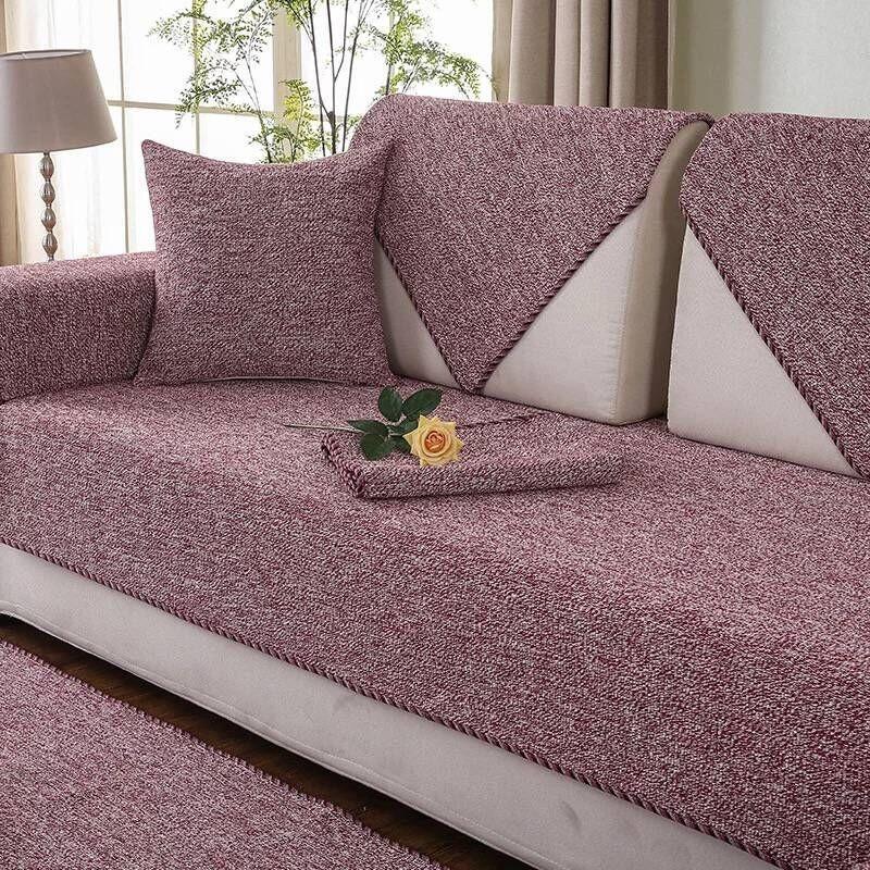 

Summer Cotton And Linen Sofa Cushion, Simple And Modern Four-Season Universal Fabric Cushion, Non-Slip All-Inclusive Living Room Sofa Cover Towel 70*70cm