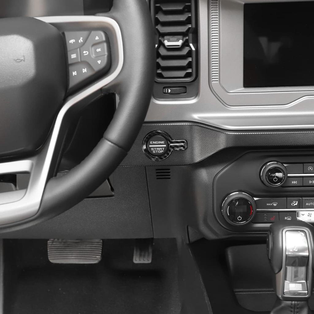 Lkip Push Start Button Ring Compatible with Ford Bronco -2025, Engine Start Stop Button Cover Trim for Bronco Interior Accessories(Carbon Fiber)