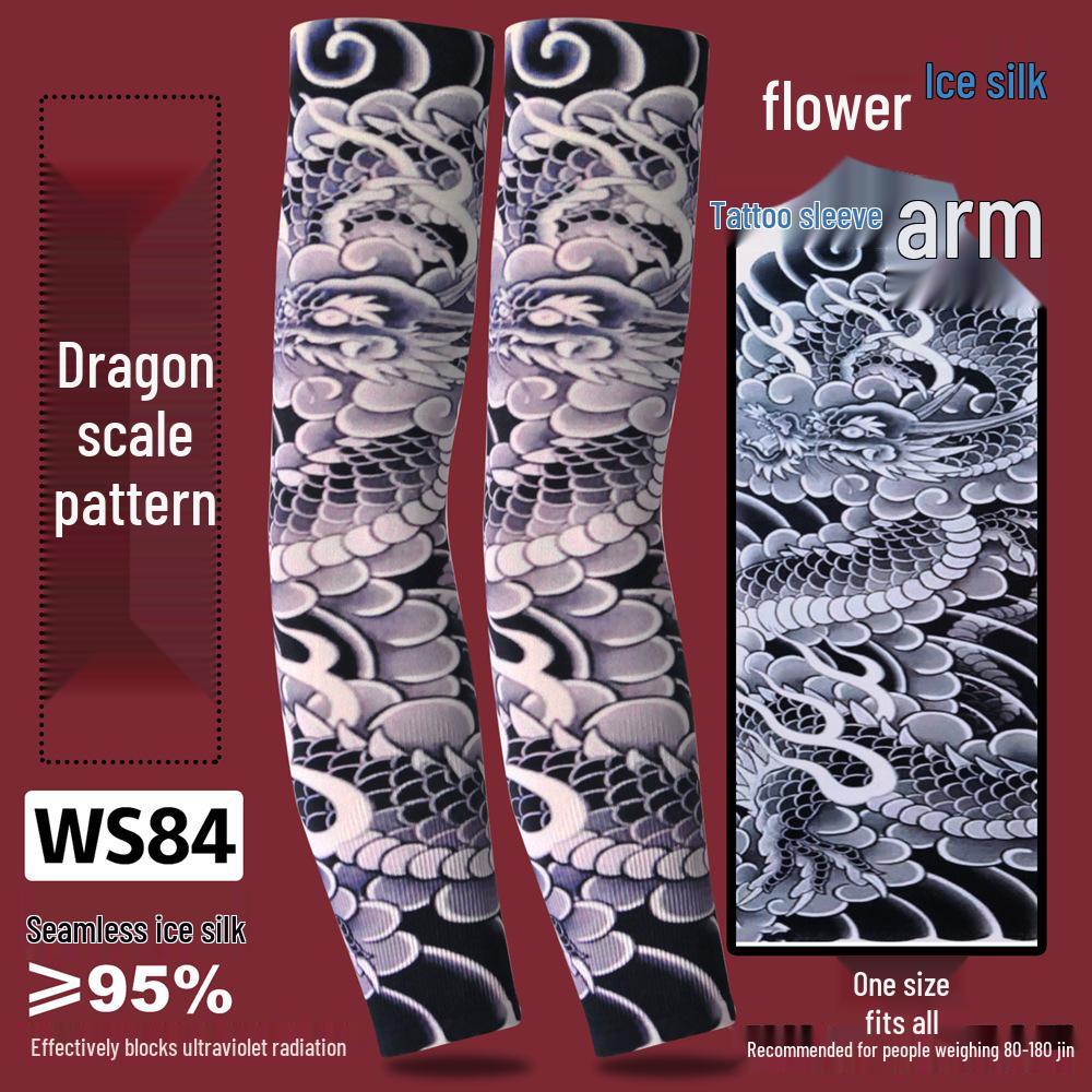 Ice Silk Tattoo Sun Protection Sleeves for Men & Women - Summer Driving, Cycling, Flower Design Arm Shades