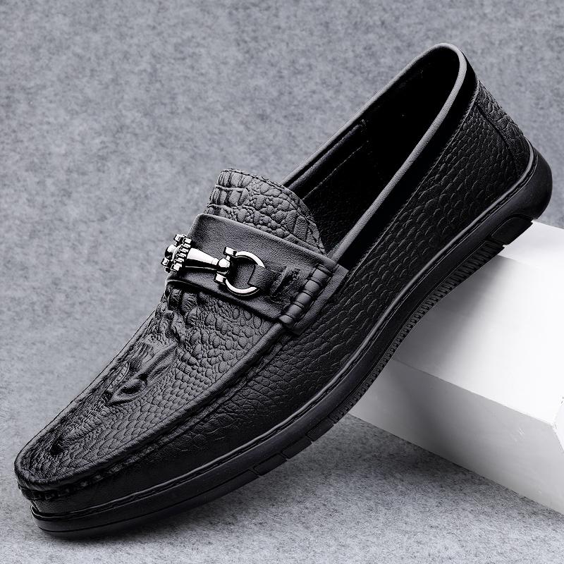 Broken size breathable casual leather shoes soft leather soft sole Doudou shoes driving lazy shoes