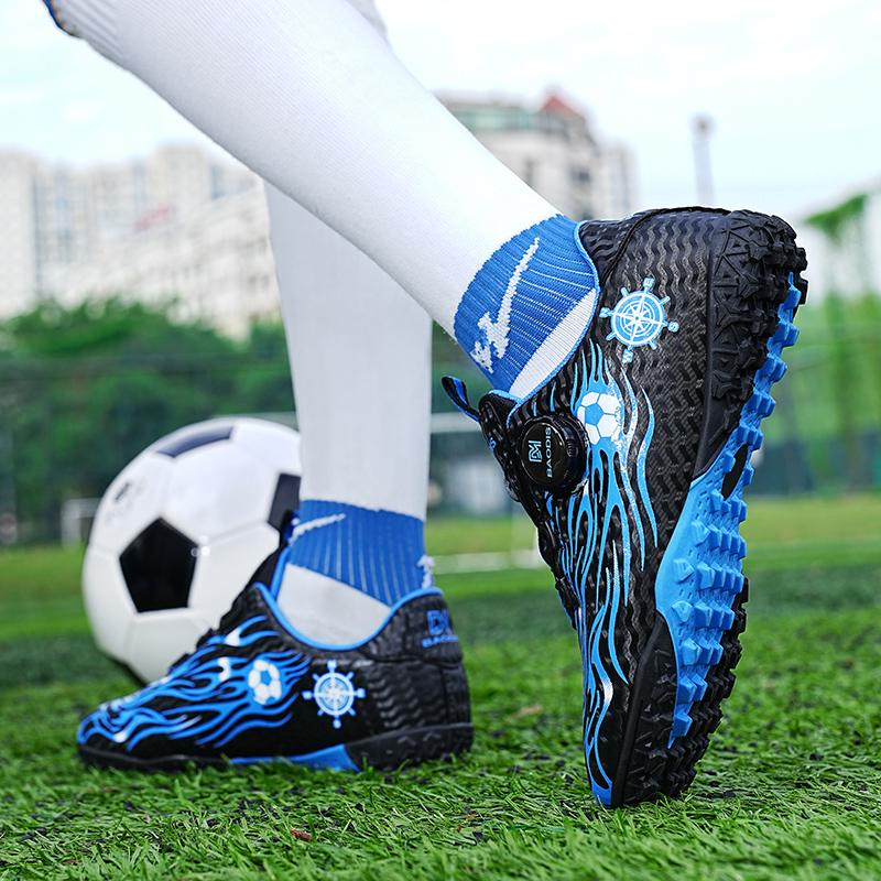 Football Boots Are Lightweight To Wear / Take Off with Rotating Buttons/ Rubber Soft Soles They Are Also Training Shoes Artificial Turf Soccer Shoes