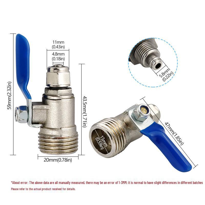 Metal 4-Turn 2-Way Ball Valve, 4-Point Male To 2-Point Water Dispenser Switch, Purifier Faucet Accessory
