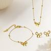 Trendy Classic Stainless Steel Bow Charm Jewelry Set for Women And Girls - Necklace Bracelets Earrings Choker Party Gift