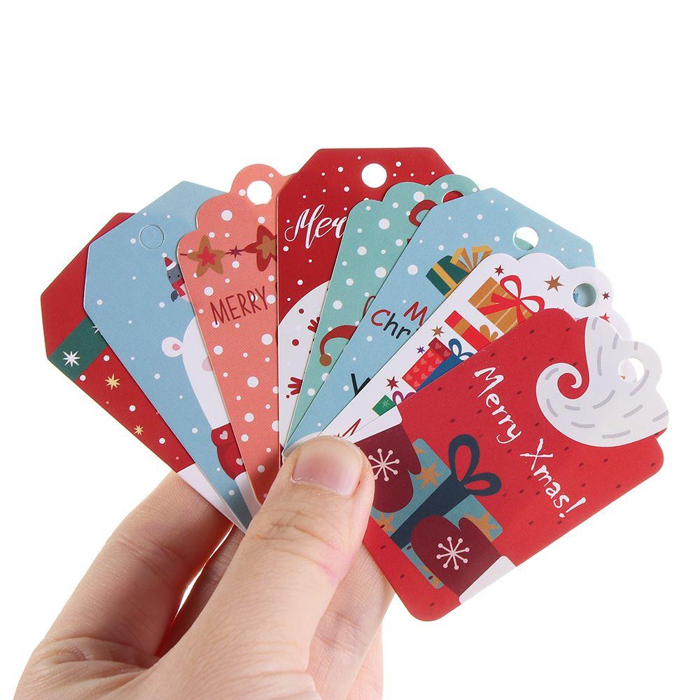 With Rope Santa Claus Gift Wrapping Christmas Paper Tags Xmas Decorations Hanging Label Gift Cards