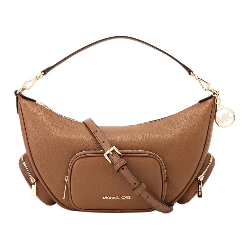 MICHAEL KORS MERRITT Multi-Pocket Brand Logo Cowhide Shoulder Handbag Medium Women s Brown коричневый