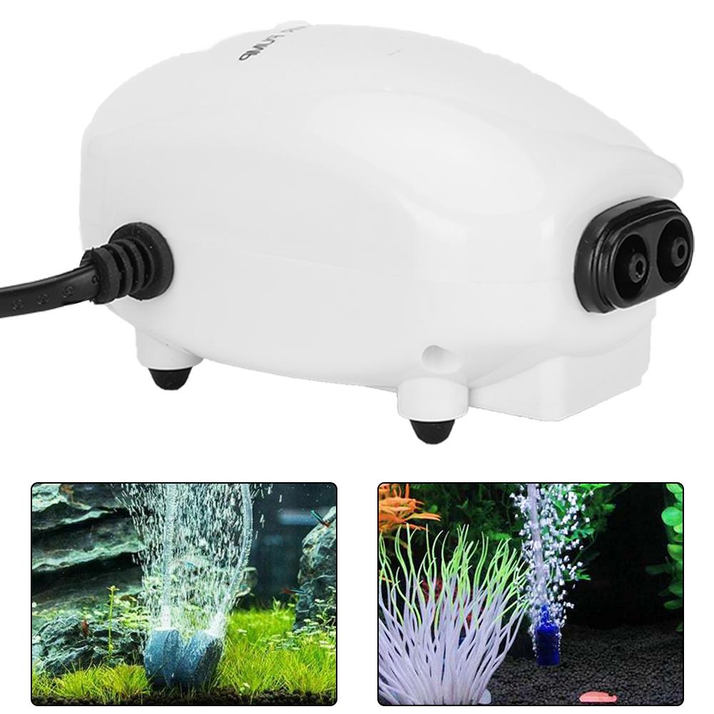 Aquarium Luft Sauerstoffpumpe Fischtank Belüftungsmaschine Leise Doppelausgang