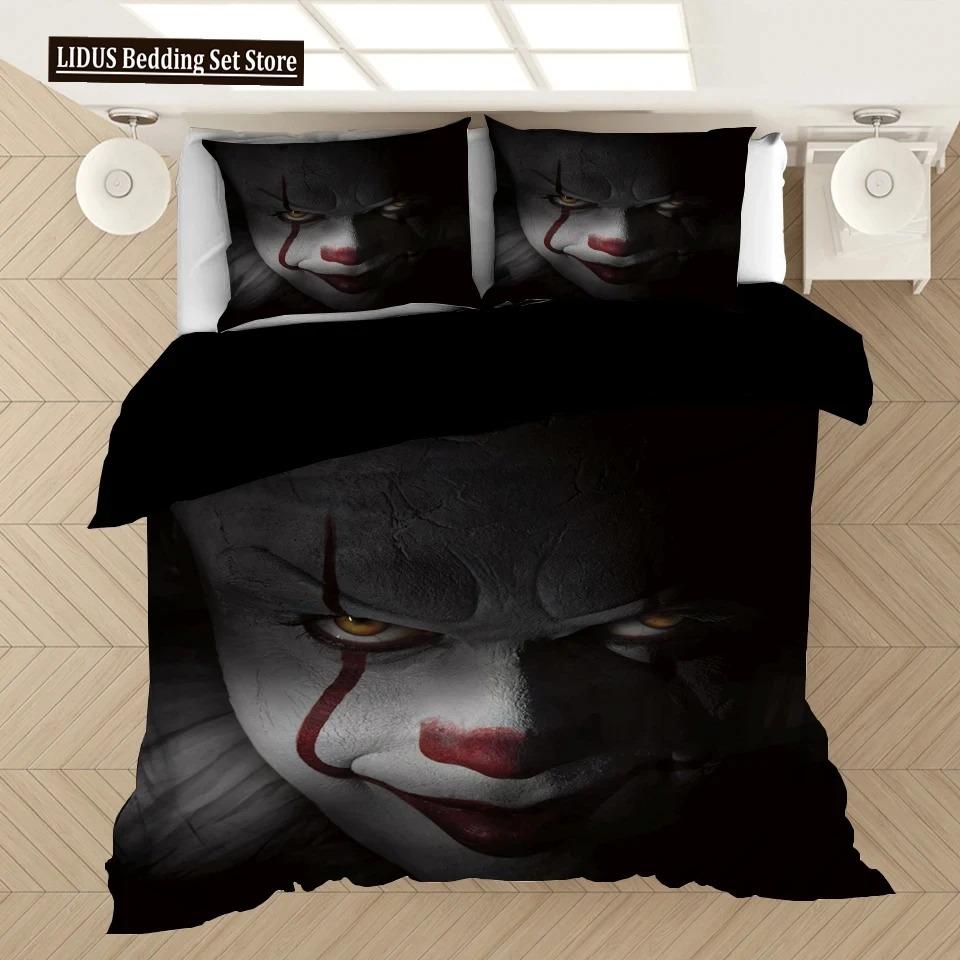 Pennywise-IT Bedding Set Duvet Covers Horror Movie Clown Series Comforter Bedding Sets Bedclothes Bed Linen(NO Sheet) AYR