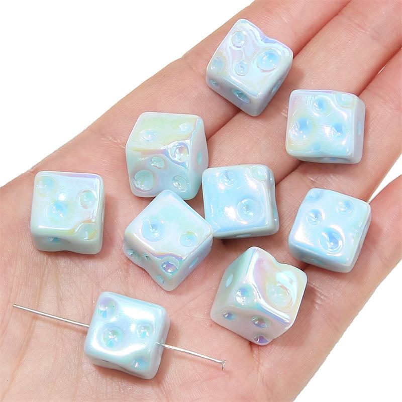 Handgefertigte Armbandperlen, Acryl, farbig plattiert, Handykettenperlen, Käse-Quadratperlen, handgefertigt, DIY-Handschnur, bunter Anhänger, Schmuckzubehör