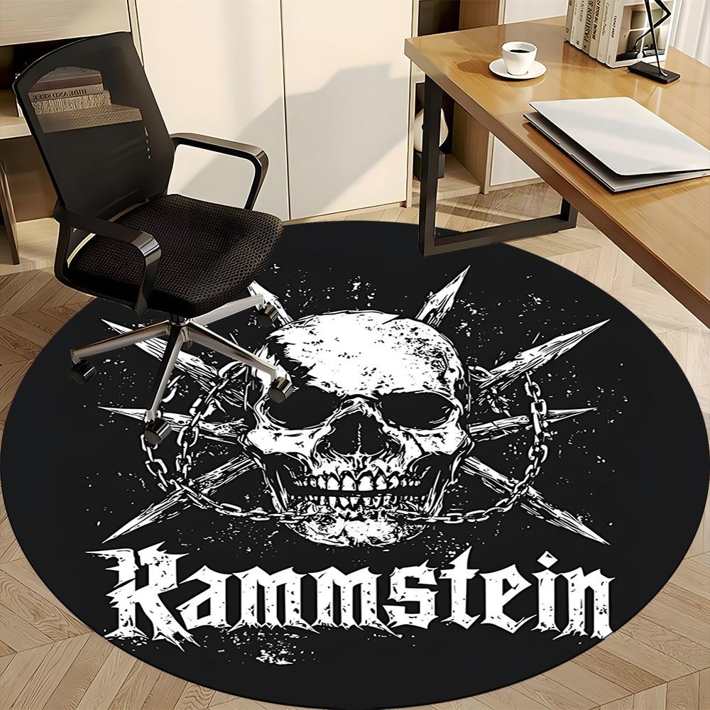 1PC Rammstein Band Logo Office Round Rug, Non-slip, Soft and Durable Office Rug for Interior Decoration, Perfect for Office Yy250915027