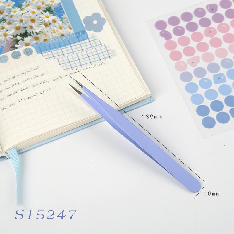 Mr.paper 8 Styles Candy Color Multifunctional Tweezers Creative Small Fresh Stainless Steel High Elastic Hand Account Clip