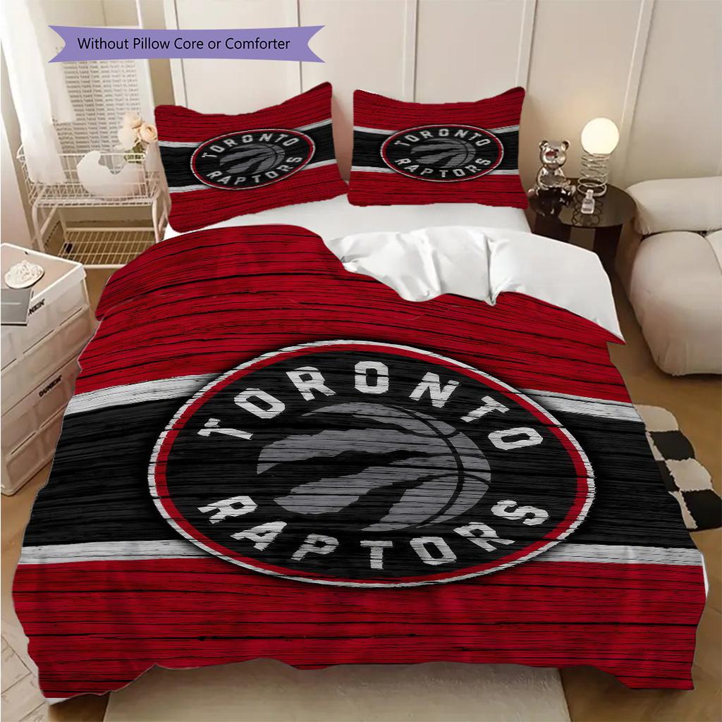 Toronto Raptors Bold Black Emblem Bedding(1 * Duvet Cover + 2 * Pillowcase, Without core)Soft and Comfortable Duvet Cover and Pillowcase Bedding Set