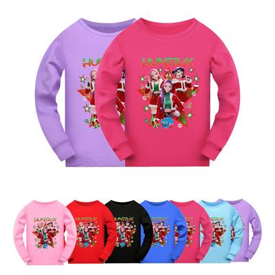 5182 Kids Girls Christmas New Year Rumi Zoey Mira Super Star Print Long Sleeves T-Shirt