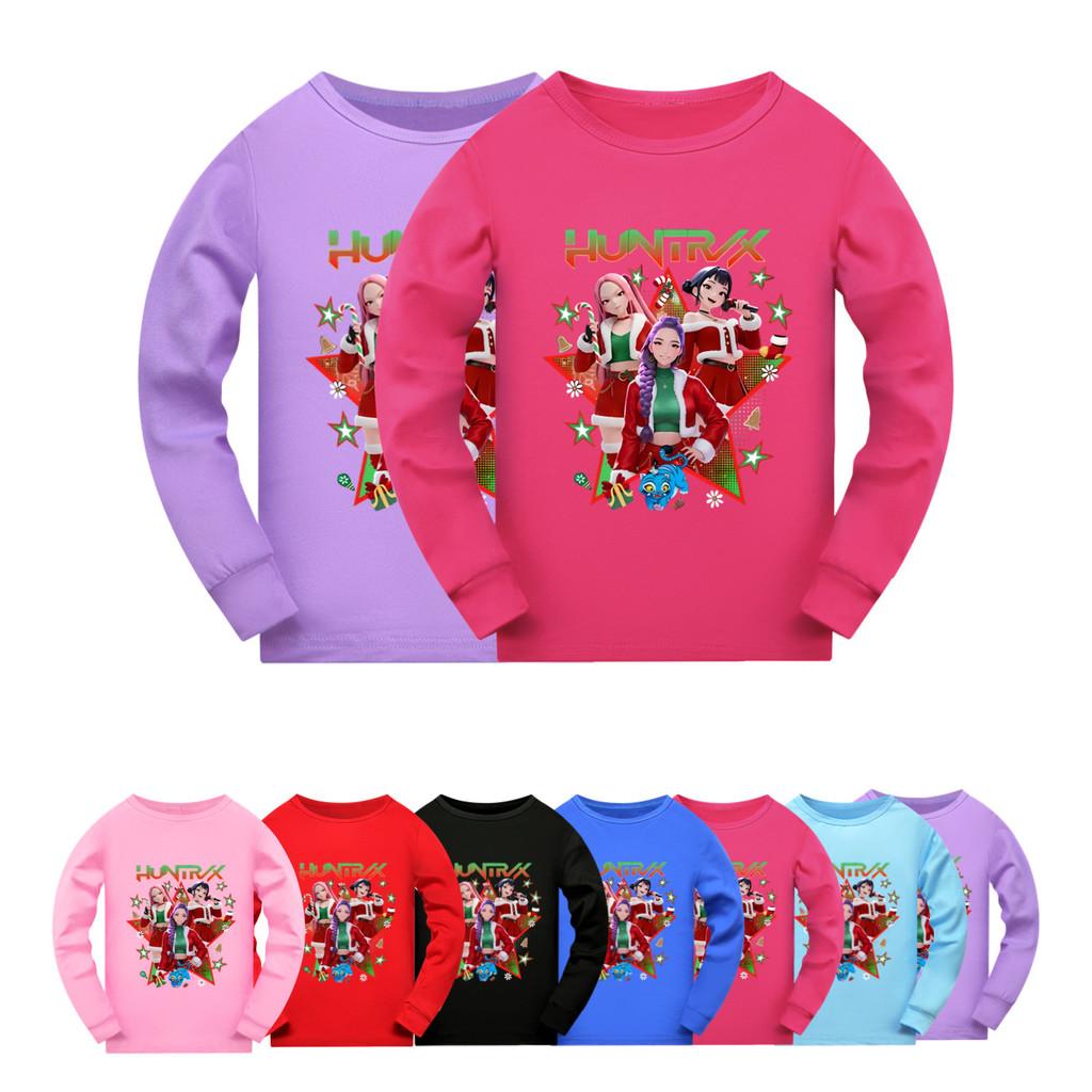 5182 Kids Girls Christmas New Year Rumi Zoey Mira Super Star Print Long Sleeves T-Shirt