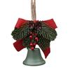 Christmas Bell Decoration Bowknot Decor Hanging Decorative Bell with Pine Branches Red Fruits Indoor Outdoor Ornament