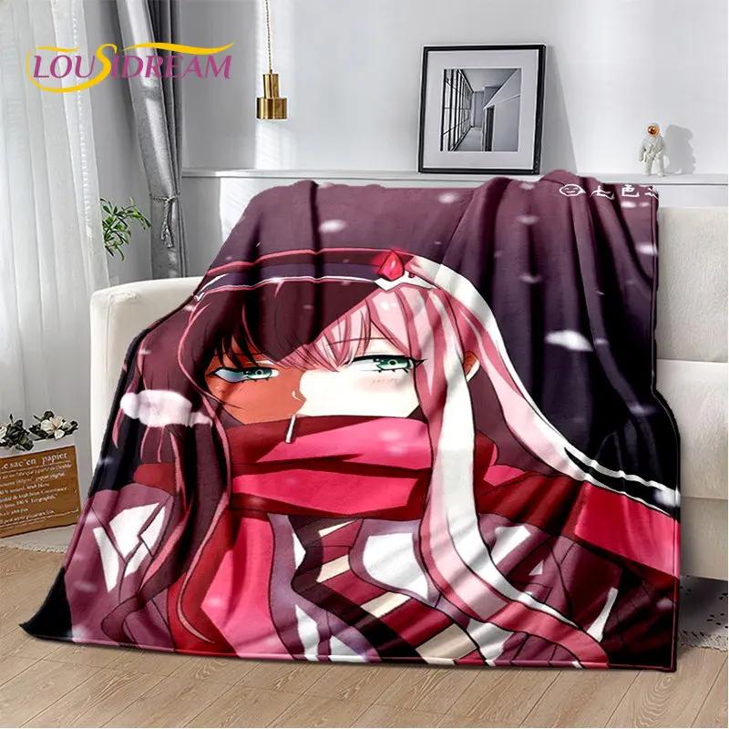 Zero Two DARLING In The FRANXX Soft Plush Blanket,Flannel Blanket Throw Blanket for Living Room Bedroom Bed Sofa Picnic Cover 3D
