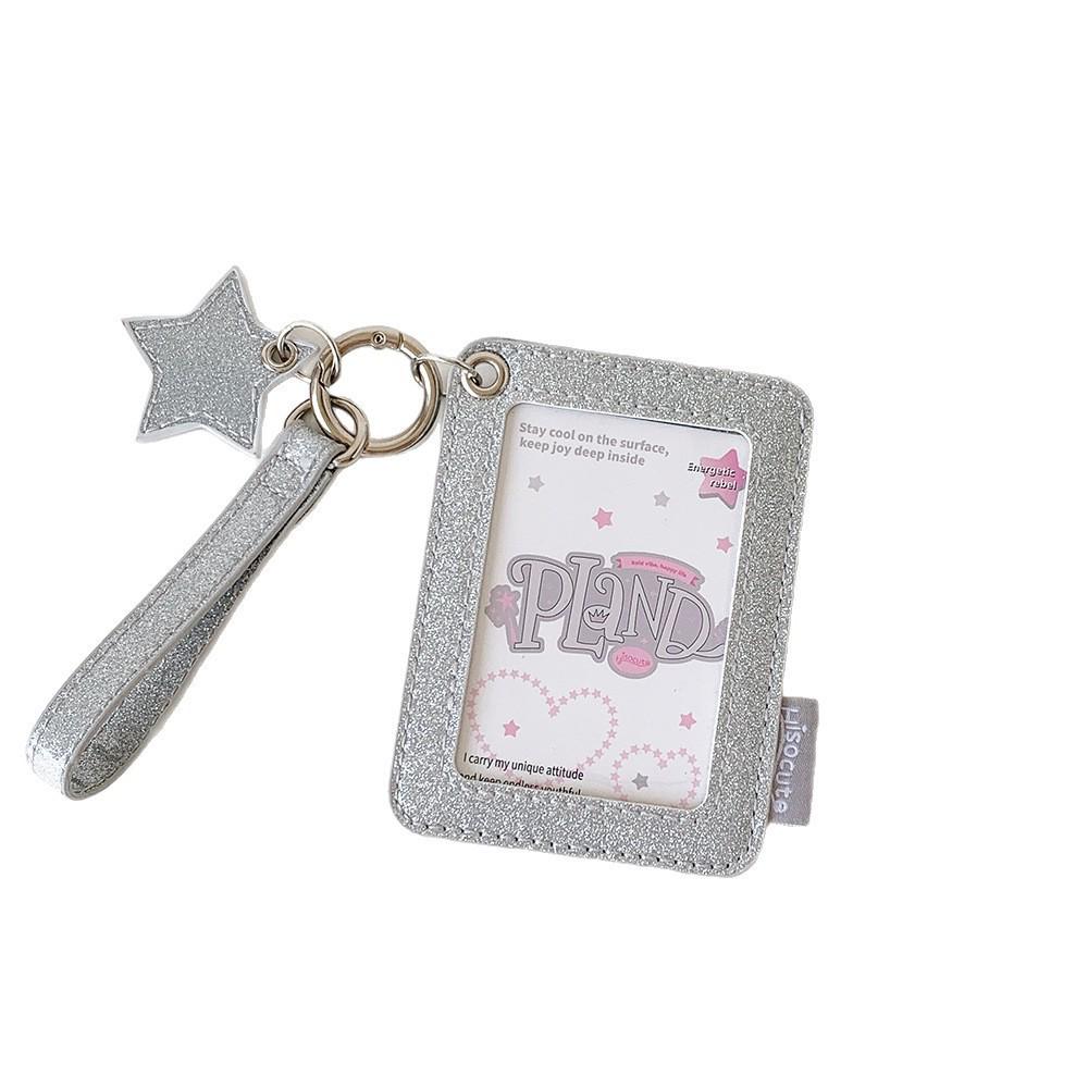 Dual-Layer Glitter PU Card Holder - Student ID & K-Pop Photocard Sleeve Cover