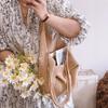 Yogodlns Casual Hollow Women Shoulder Bag Solid Color Large Capacity Summer Woven Beach Bag Foldable Handmade Crochet Tote Bag