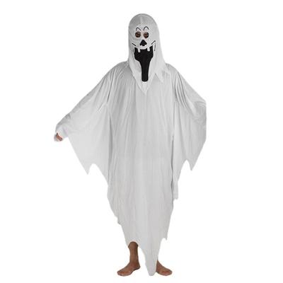 Erwachsener gruselig lächelndes weißes Kleid mit gruseligem Gesicht, Herren Damen Halloween Umhang Cape für Cosplay Foto Requisiten