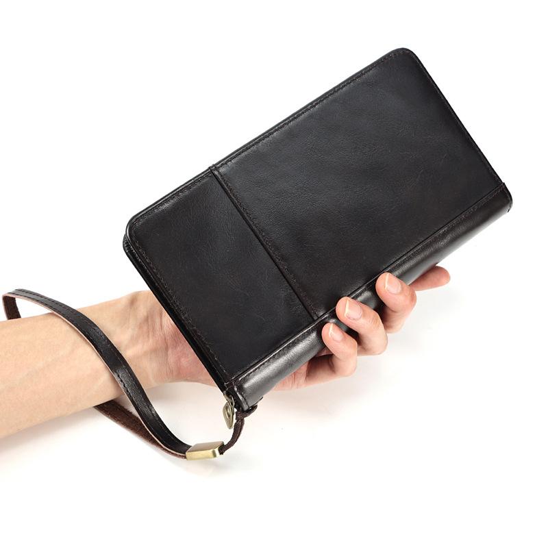 Men S Leather Long Wallet, Multi-Card Id, Passport Storage Bag, Multi-Function Large-Capacity Clutch Bag