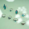 Combination Ring, Vintage Bohemian Lightning Flower Turquoise 8-Piece Set Jewelry
