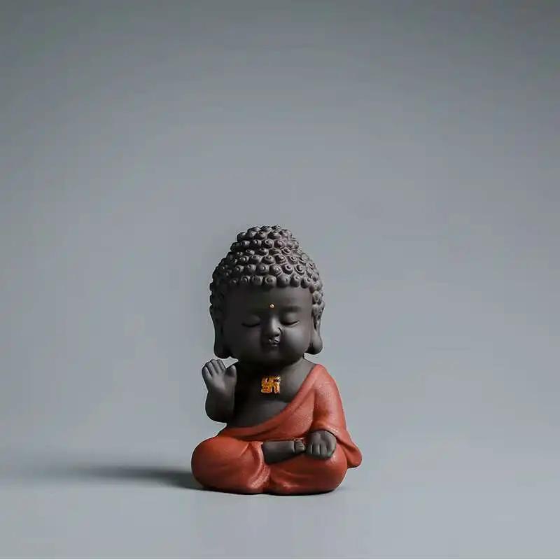Creativity Purple Clay Tea Pet Ornaments Handmade Small Buddha Statue Tea Figurine Chinese Tea Table Decoration Accessories