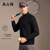 Men's Merino Wool Blend Half-Zip Thermal Long Sleeve T-Shirt
