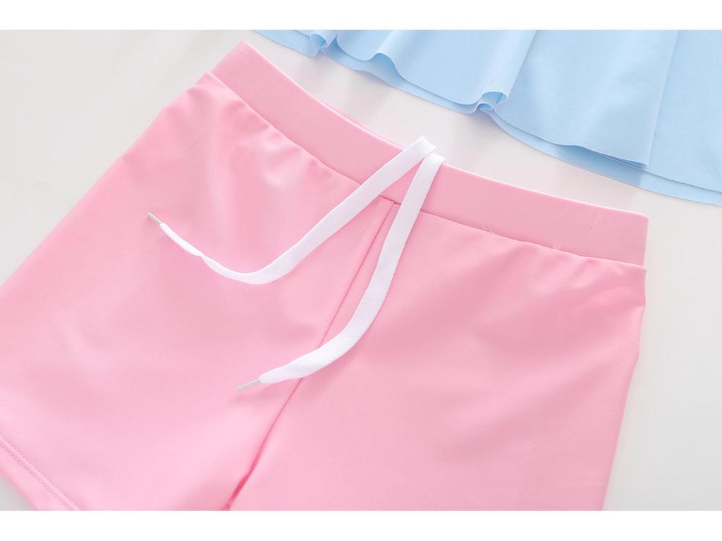Children's Girls' Long-Sleeve Two-Piece Swimsuit Set for Small, Medium, Large