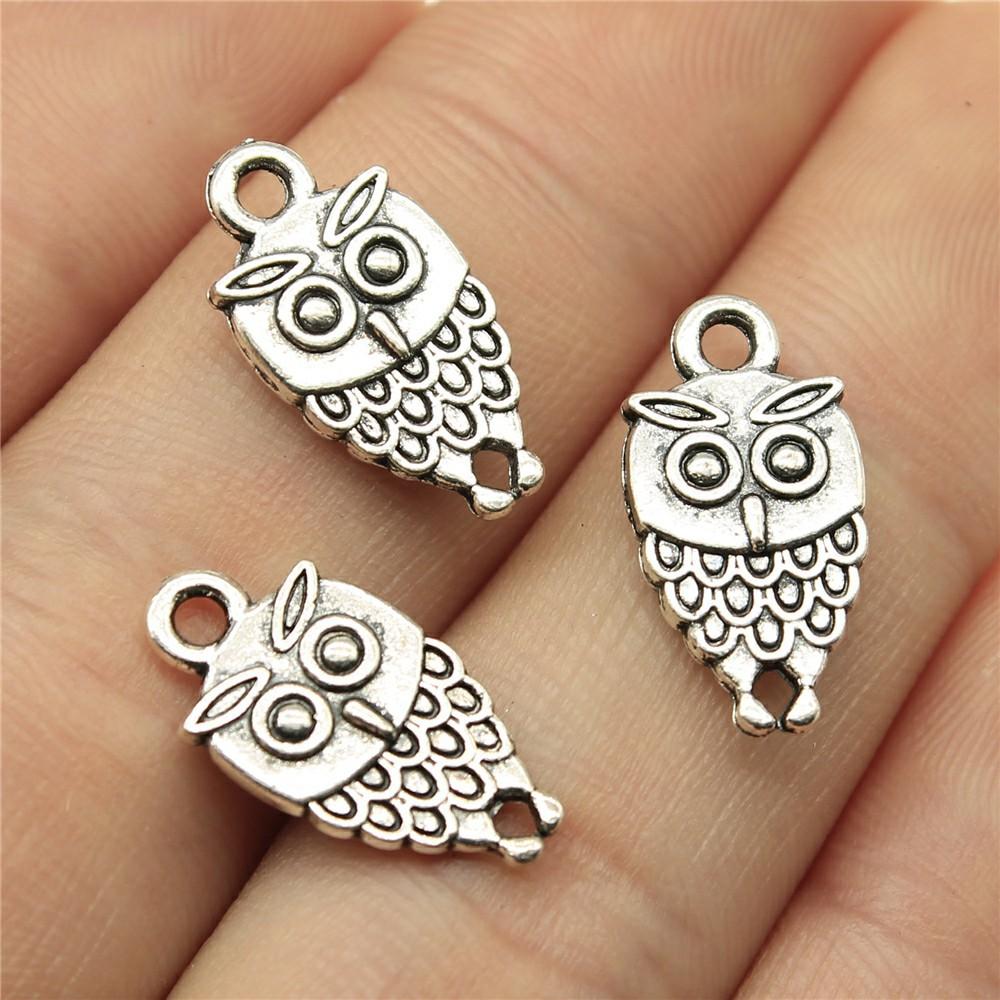 20pcs Owl Charms Antique Silver Color Owl Charms Pendants For Bracelets Small Owl Charms Making Jewelry