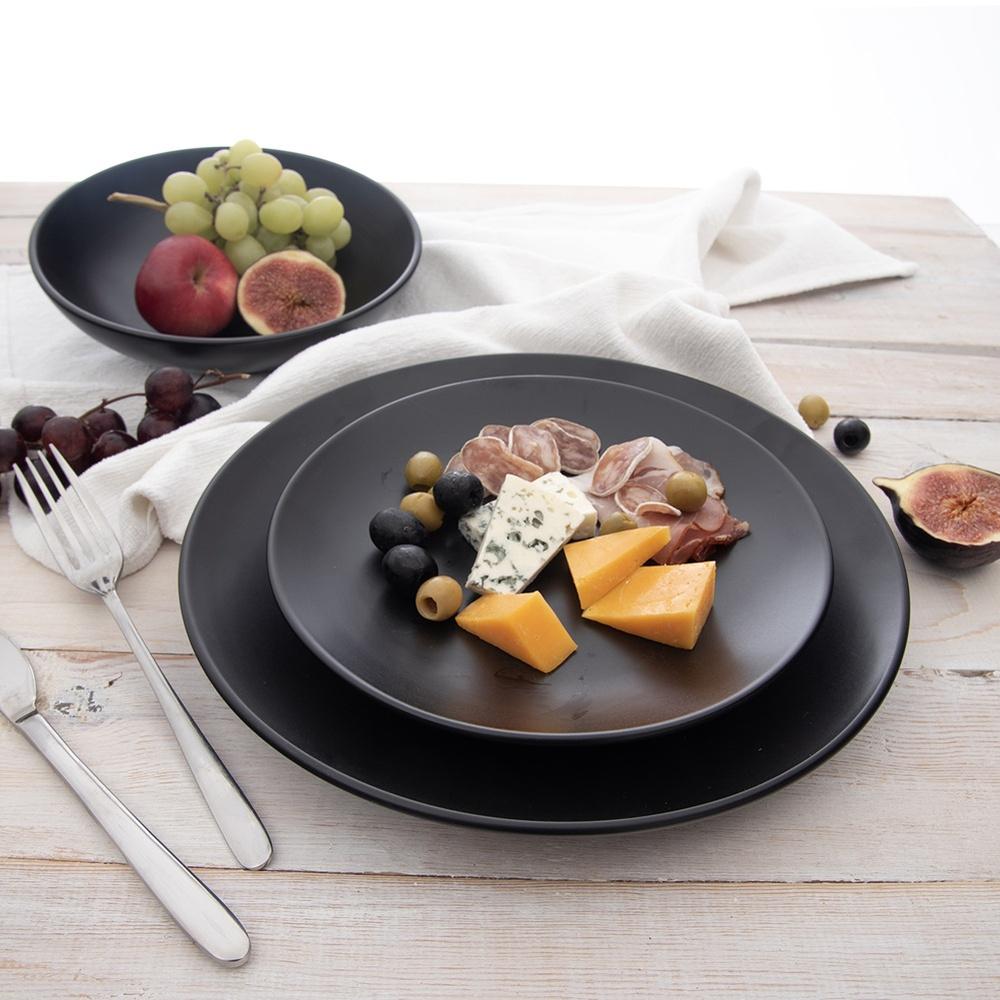 Large Deep Dinner Plate for Soup Dishes Ceramic Black 20.5cm 800 ml