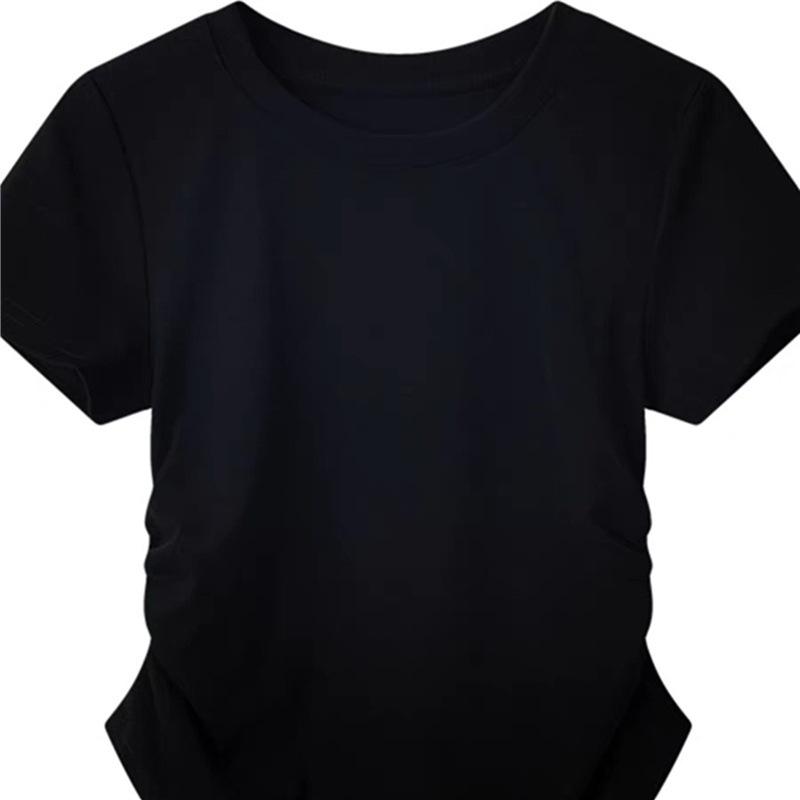 Irregular Short-sleeved T-shirt Women's Summer New Korean Version Loose Waist Top