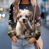 Süßes Tier Katze Hund Rundhals-Sweatshirt 3D-Druck Damen Y2k Streetwear Herbstmode Sweatshirts Pullover Damenbekleidung