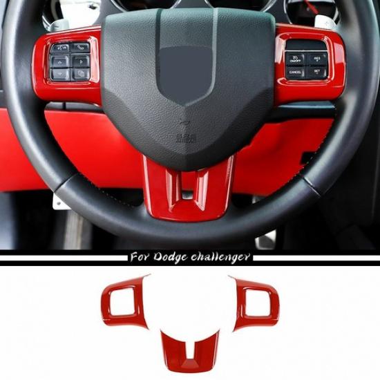 Car Steering Wheel Moulding Cover Trim For 2009-14 Dodge Challenger Charger Red