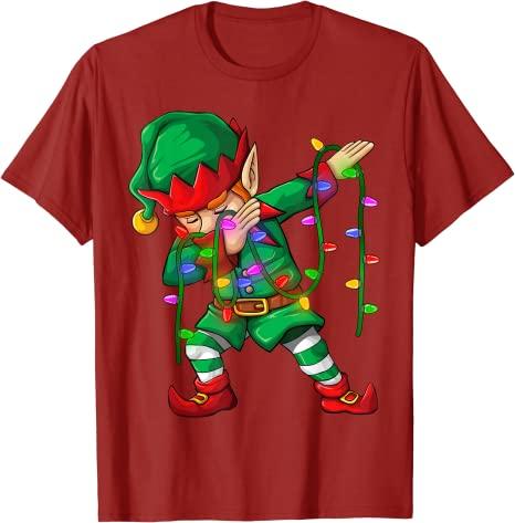 Dabbing Santa Elf Unicorn Christmas Costume Squad Kids Boys Unisex Xmas Gifts TShirt Funny DabbingElf Family Matching Tee Tops S