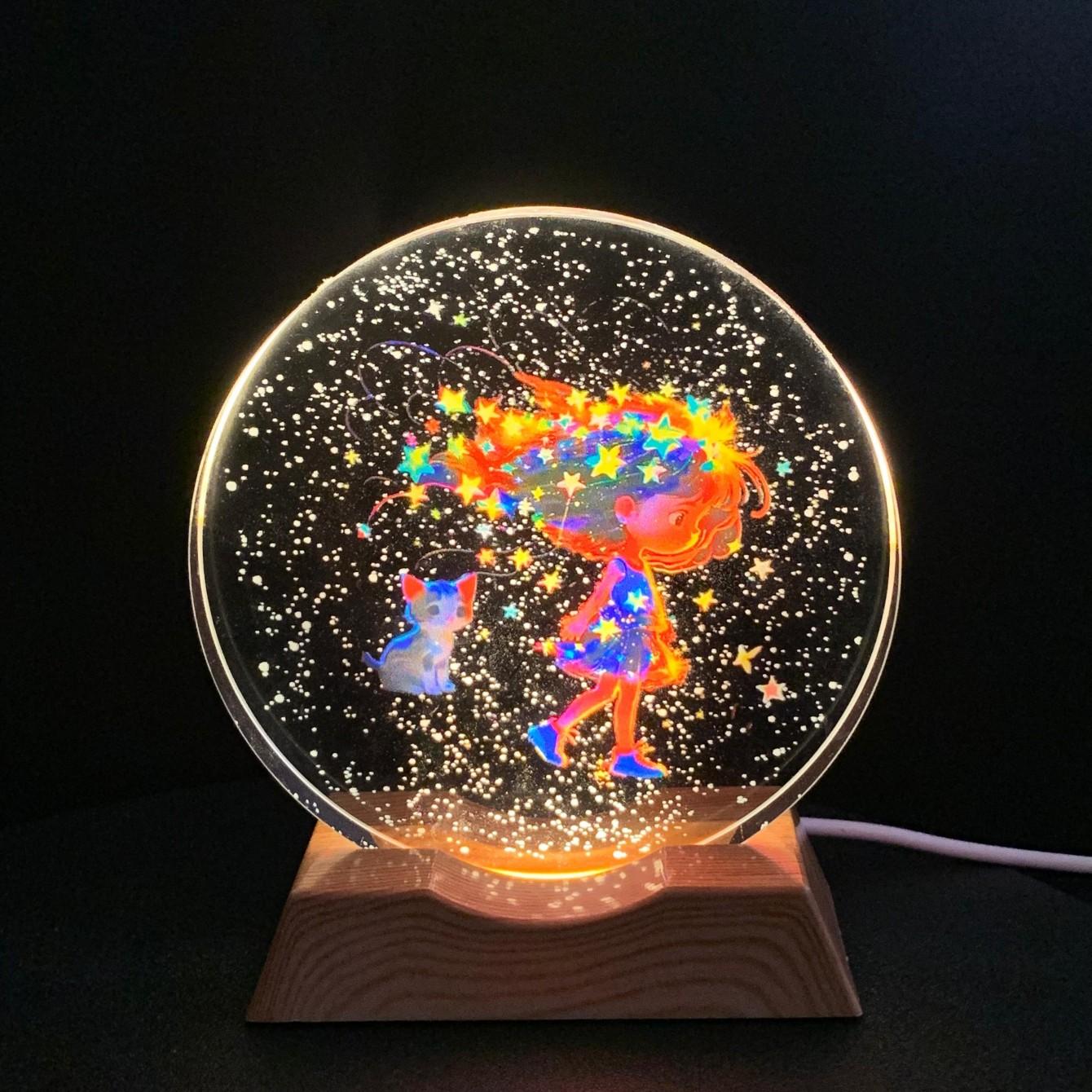 

Colorful Cat Girl Crystal LED Night Light Strip Base, Glass Decorative Lamp, Suitable for Bedroom, Living Room, Birthday and Mot Colorful Cat