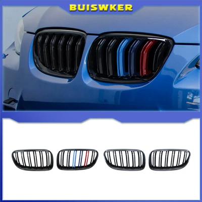 BMW 3 Serisi E92 E93 M3 Coupe LCI 2010-2013 2 Adet Araba Stili Siyah Ön Böbrek Çift Slat Izgara Izgarası