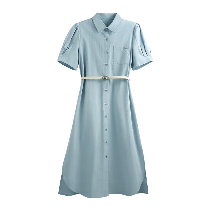 Elegant Short Sleeve Commuter Shirt Dress with Tie-Waist