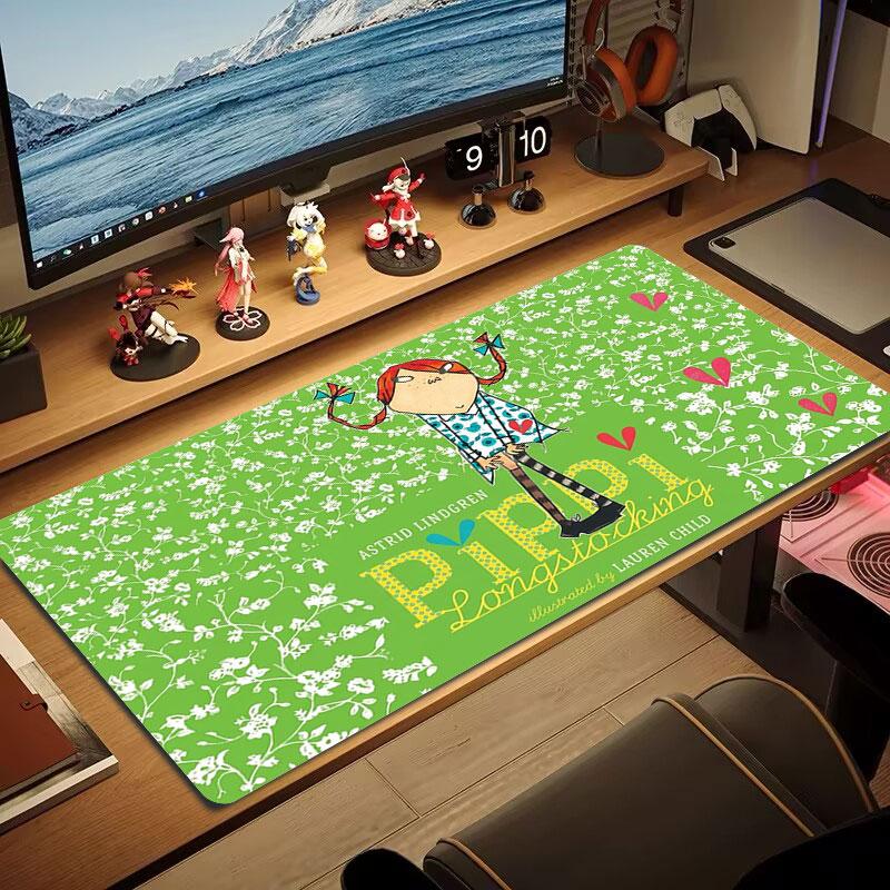 Pippi Longstocking Large Size Mouse Pad Large Gaming Table Cushion Non-slip Laptop Tablet Big Mousepad XXL Mat Mini PC Playmat With Lock Edge