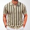 Men's Knit Short Sleeve Shirt Casual Button Down Shirt Vintage Knitted Golf Beach Collared Shirts Tops Crochet Hollow Out Summer Vacation Top for Men